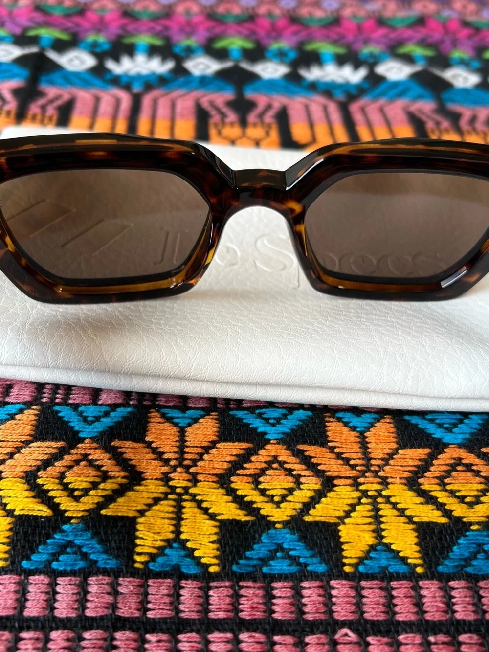 Le Specs Tortoiseshell Square Sunglasses with Brown Lenses